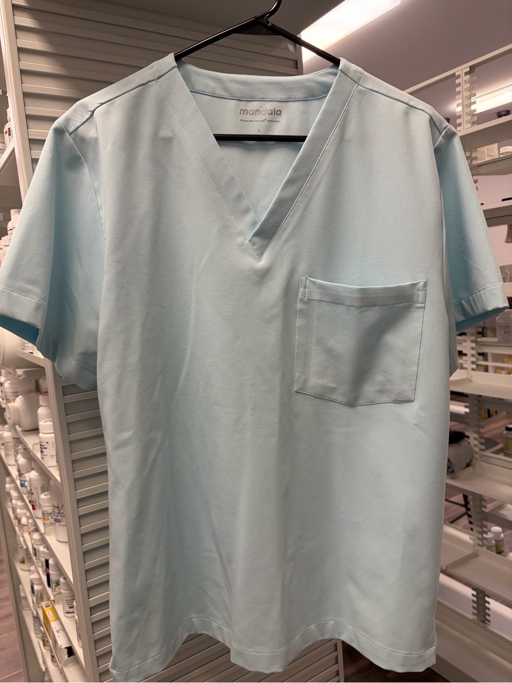 Mandala scrub top, “Glacier” size Large